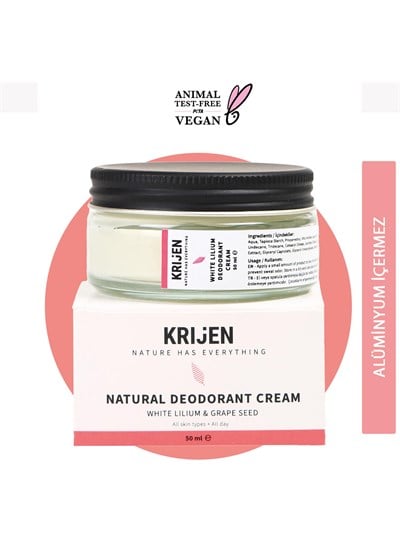 Krijen Beyaz Zambak ve Üzüm Çekirdeği Krem Deodorant 50 Ml
