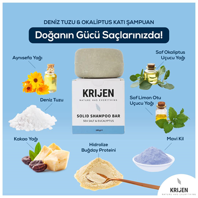 Krijen Deniz Tuzu ve Okaliptus Katı Şampuan 100 Gr