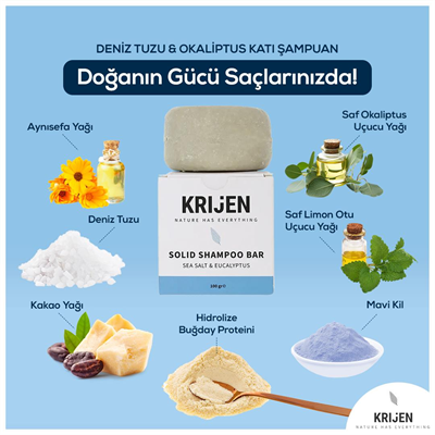 Krijen Deniz Tuzu ve Okaliptus Katı Şampuan 100 Gr