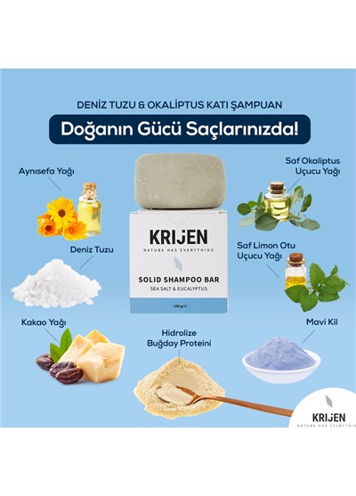 Krijen Deniz Tuzu ve Okaliptus Katı Şampuan 100 Gr