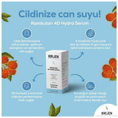 Krijen Rambutan 4D Hydra Yoğun Nemlendirici Serum