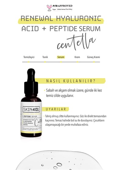 Skin401 %2 Hyarulonik Asit Peptit Yogun Nemlendirici Serum 30ml