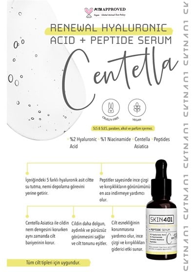 Skin401 %2 Hyarulonik Asit Peptit Yogun Nemlendirici Serum 30ml