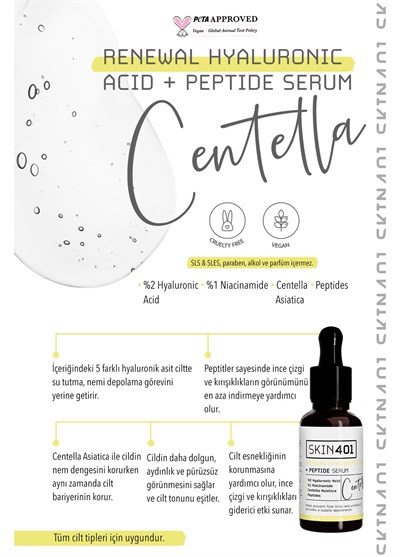 Skin401 %2 Hyarulonik Asit Peptit Yogun Nemlendirici Serum 30ml