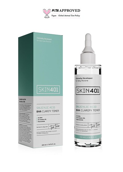 Skin401 %2 Salisilik Asit BHA Arındırıcı, Gözenek Sıkılaştırıcı Siyah Nokta Karşıtı Tonik 200ml