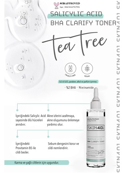 Skin401 %2 Salisilik Asit BHA Arındırıcı, Gözenek Sıkılaştırıcı Siyah Nokta Karşıtı Tonik 200ml