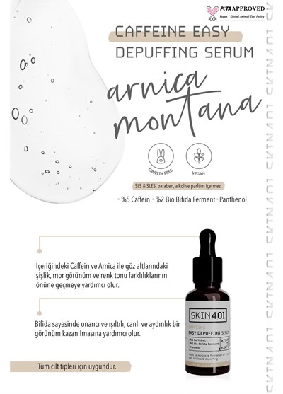 Skin401 %5 Kafein Göz Altı Şişlik ve Torbalanma Önlemeye Yardımcı Serum 30ml