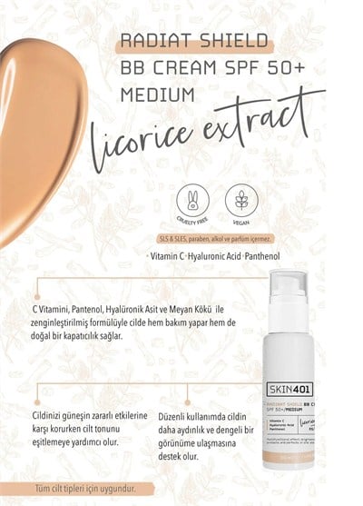 Skin401 Aydınlatıcı BB Krem SPF 50+Medium Tone