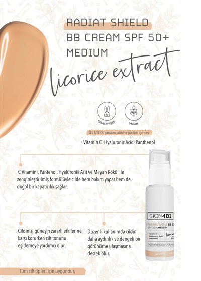 Skin401 Aydınlatıcı BB Krem SPF 50+Medium Tone