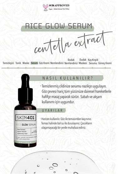 Skin401 Pirinç Özlü Aydınlatıcı ve Parlaklık Etkili Serum 