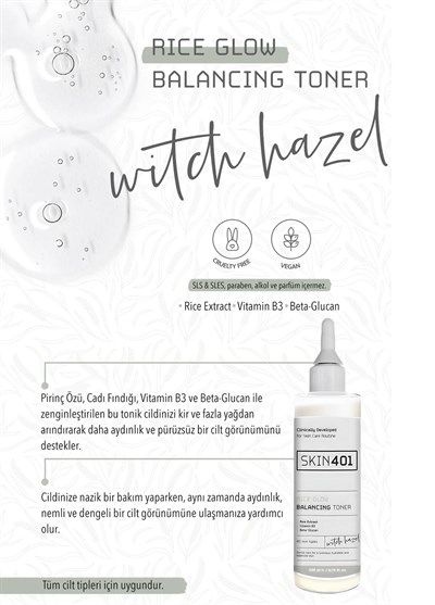 Skin401 Pirinç Özlü Aydınlatıcı Dengeleyici Tonik 200ml