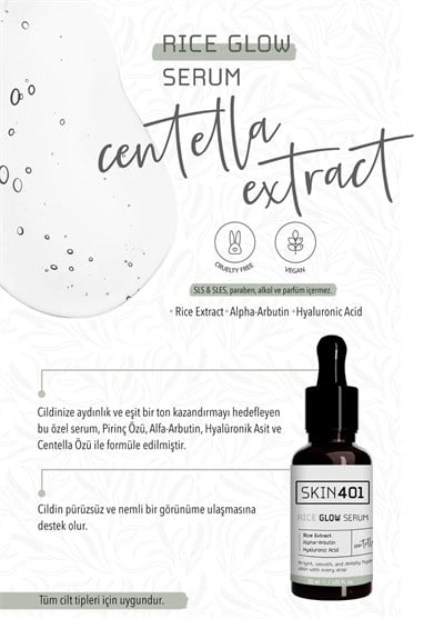 Skin401 Pirinç Özlü Aydınlatıcı ve Parlaklık Etkili Serum 