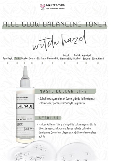 Skin401 Pirinç Özlü Aydınlatıcı Dengeleyici Tonik 200ml