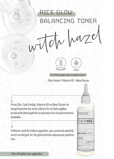 Skin401 Pirinç Özlü Aydınlatıcı Dengeleyici Tonik 200ml