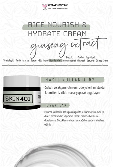 Skin401 Pirinç Özlü Besleyici & Nemlendirici İpeksi Krem 5