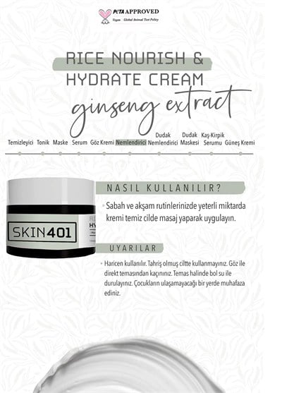 Skin401 Pirinç Özlü Besleyici & Nemlendirici İpeksi Krem 5