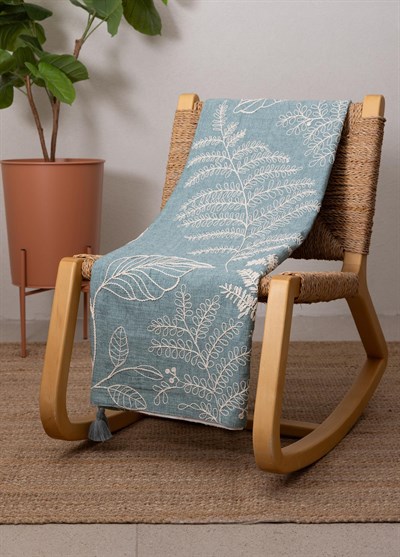 The Mia Throw Koltuk Şalı Püsküllü Yeşil 170x130