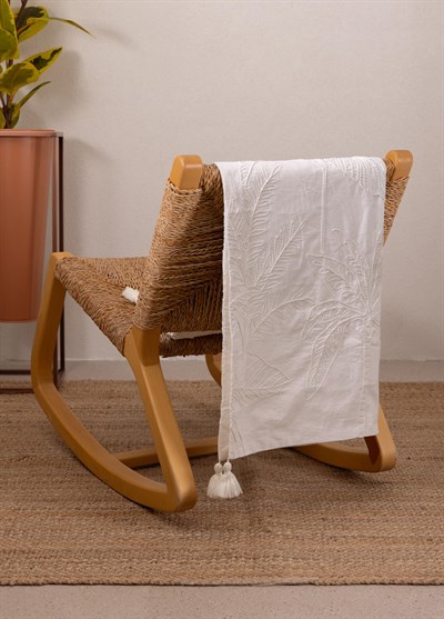 The Mia Throw Koltuk Şalı Püsküllü Krem 170x130