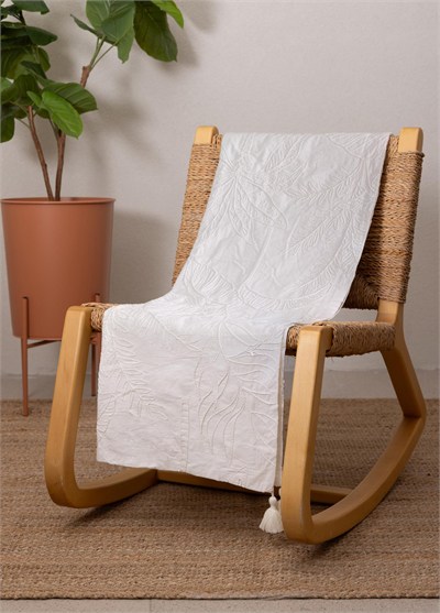 The Mia Throw Koltuk Şalı Püsküllü Krem 170x130