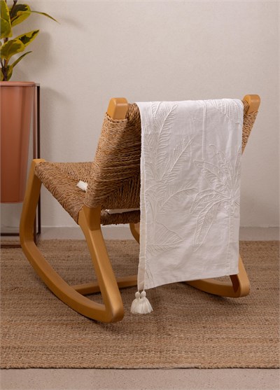 The Mia Throw Koltuk Şalı Püsküllü Krem 170x130