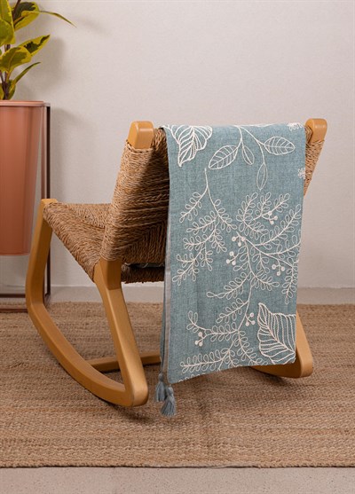 The Mia Throw Koltuk Şalı Püsküllü Yeşil 170x130