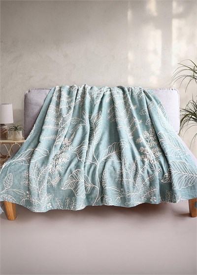 The Mia Throw Koltuk Şalı Püsküllü Yeşil 170x130