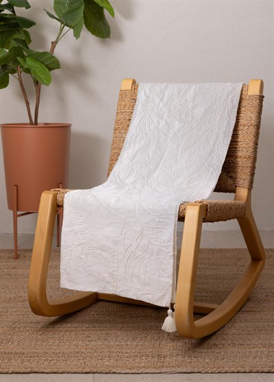 The Mia Throw Koltuk Şalı Püsküllü Krem 170x130