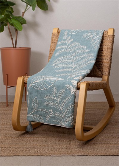The Mia Throw Koltuk Şalı Püsküllü Yeşil 170x130
