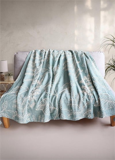 The Mia Throw Koltuk Şalı Püsküllü Yeşil 170x130
