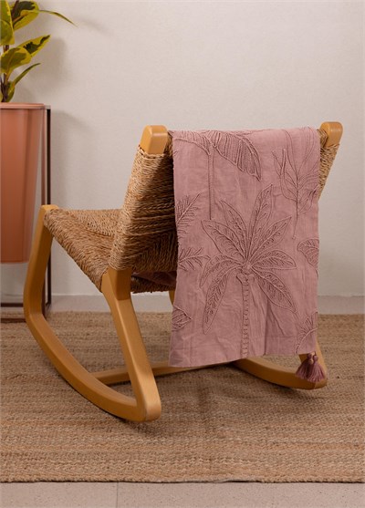 The Mia Throw Koltuk Şalı Püsküllü Gül Kurusu 170x130