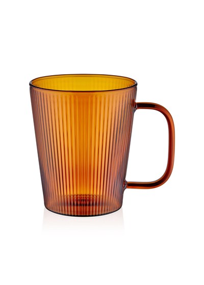 The Mia Striped Borosilikat Cam Kupa Amber 400 ml