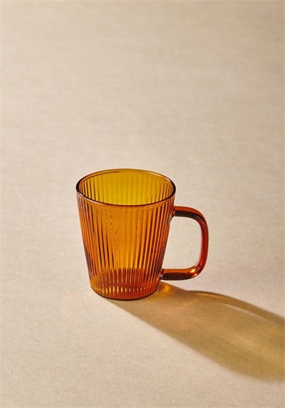 The Mia Striped Borosilikat Cam Kupa Amber 130 ml