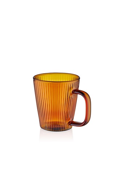The Mia Striped Borosilikat Cam Kupa Amber 130 ml