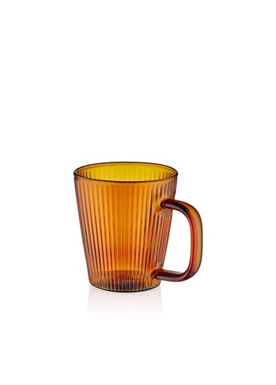 The Mia Striped Borosilikat Cam Kupa Amber 130 ml