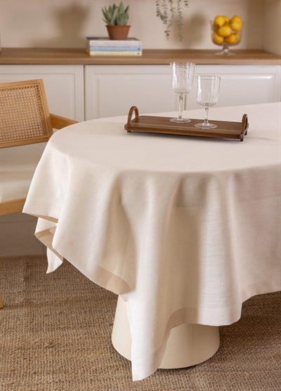 The Mia Linen Plus Dikdörtgen Masa Örtüsü Bej 150x230 cm