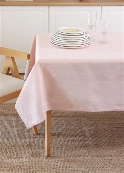 The Mia Linen Plus Dikdörtgen Masa Örtüsü Pudra 150x230 cm