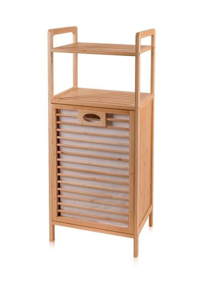 The Mia Bambu 2 Raflı Banyo Düzenleyici Dolap ve Çamaşır Sepeti 95x40x30 Cm