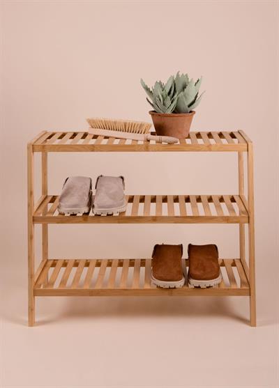 The Mia Bambu 3 Katlı Düzenleyici Dolap Raf Ayakkabılık 70x59x26 Cm