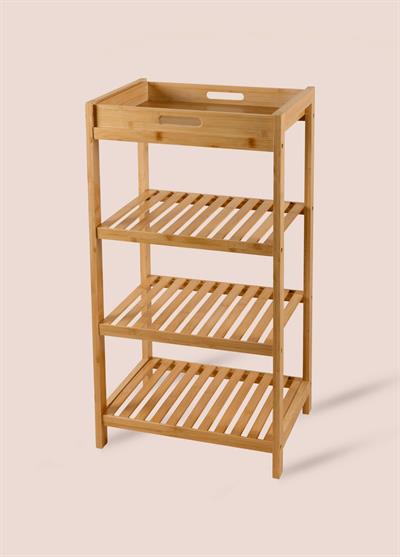 The Mia Bambu 4 Katlı Tepsili Düzenleyici Dolap Raf 75x40x30 Cm