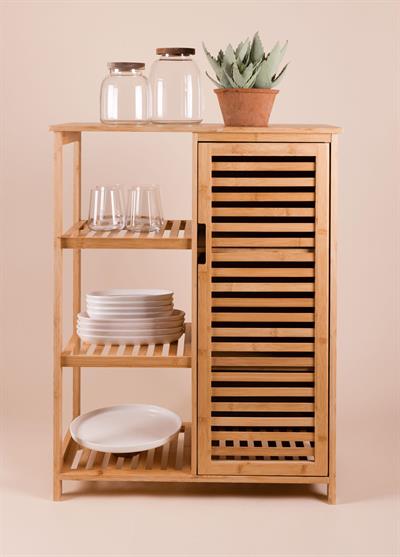 The Mia Bambu 4 Katlı Kapaklı Düzenleyici Dolap Raf 87x66x33 Cm