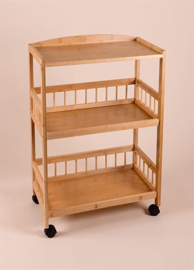 The Mia Bambu Tekerlekli 3 Katlı Düzenleyici Dolap Raf 80x53x30 Cm