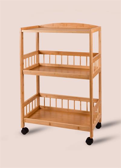 The Mia Bambu Tekerlekli 3 Katlı Düzenleyici Dolap Raf 80x53x30 Cm