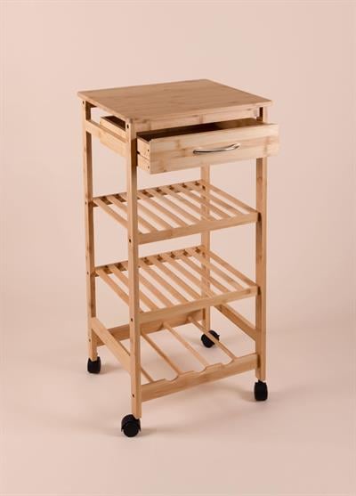 The Mia Bambu Tekerlekli 4 Katlı Düzenleyici Dolap Raf 83x40x37 Cm