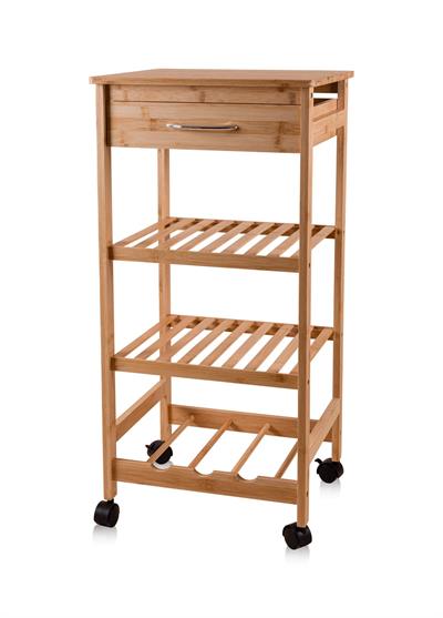 The Mia Bambu Tekerlekli 4 Katlı Düzenleyici Dolap Raf 83x40x37 Cm