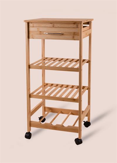 The Mia Bambu Tekerlekli 4 Katlı Düzenleyici Dolap Raf 83x40x37 Cm