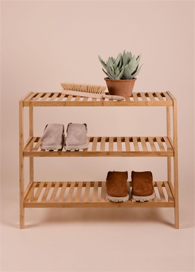 The Mia Bambu 3 Katlı Düzenleyici Dolap Raf Ayakkabılık 70x59x26 Cm
