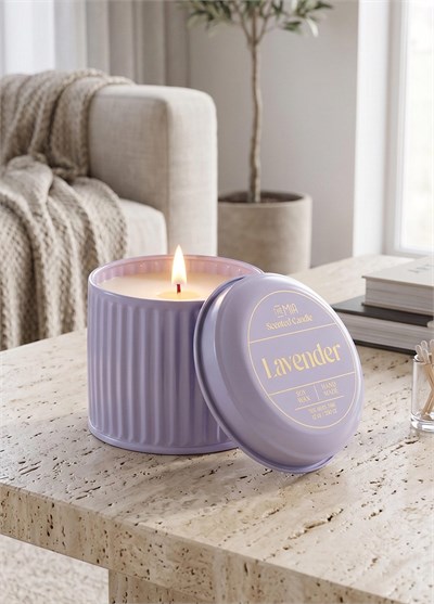 The Mia Calm Lavanta Kokulu Lila Kapaklı Mum 600 Gr 10x10 