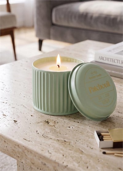 The Mia Calm Patchouli Kokulu Yeşil Kapaklı Mum 600 Gr 10x
