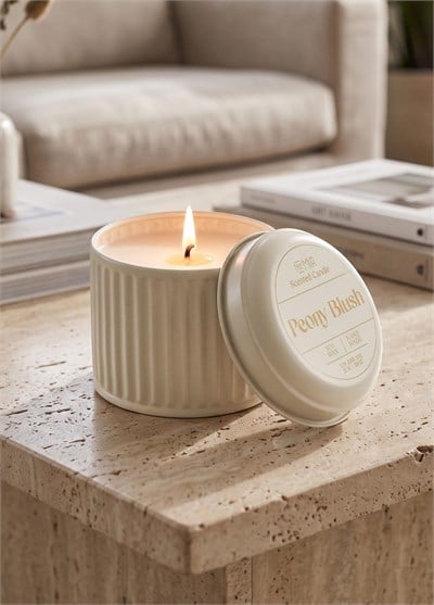 The Mia Calm Peony Blush Kokulu Krem Kapaklı Mum 600 Gr 10