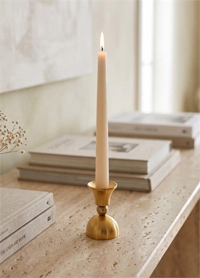 The Mia Brass Pirinç Şamdan ve Tealight Mumluk 9 Cm